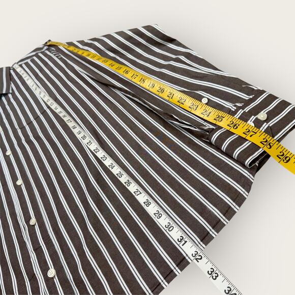 Duck Head Striped Long Sleeve Button Up Shirt Athletic Fit Mens XXL Brown White - Picture 9 of 11